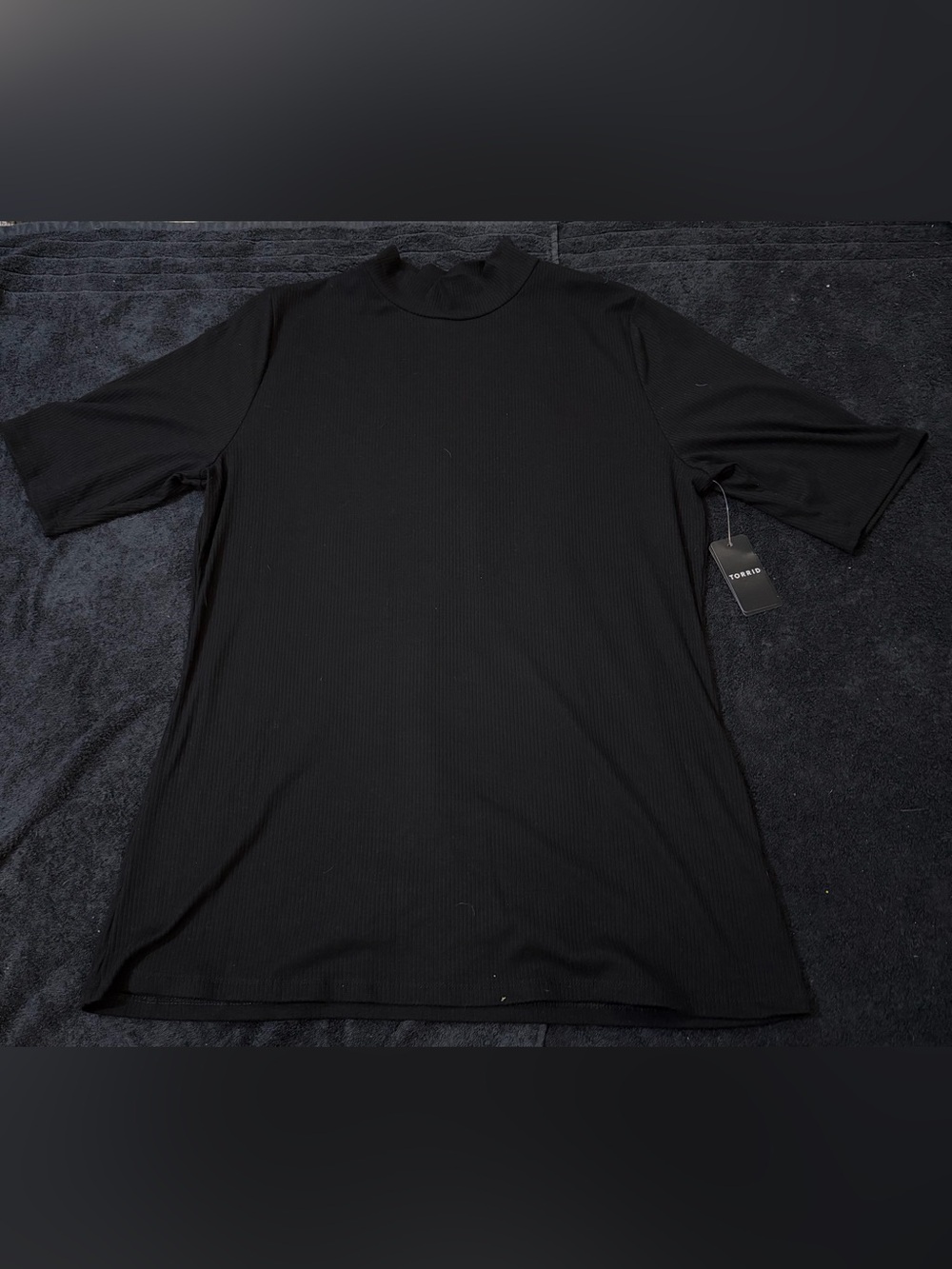 torrid Black Ribbed Mock Neck Long Sleeve Tee
